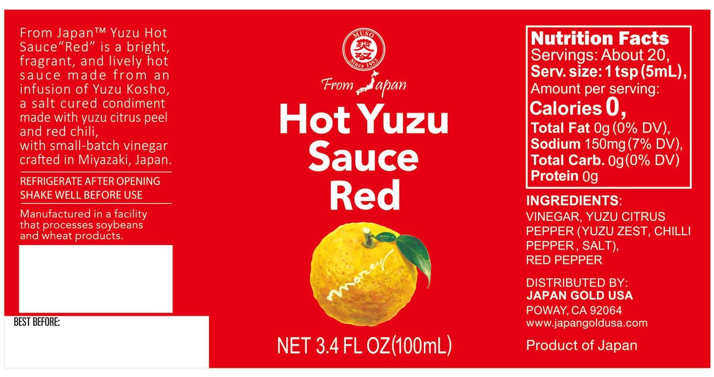 YUZU HOT SAUCE, RED 3.4 FL OZ