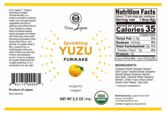 ORGANIC SPRINKLING FURIKAKE, YUZU 2.2 OZ