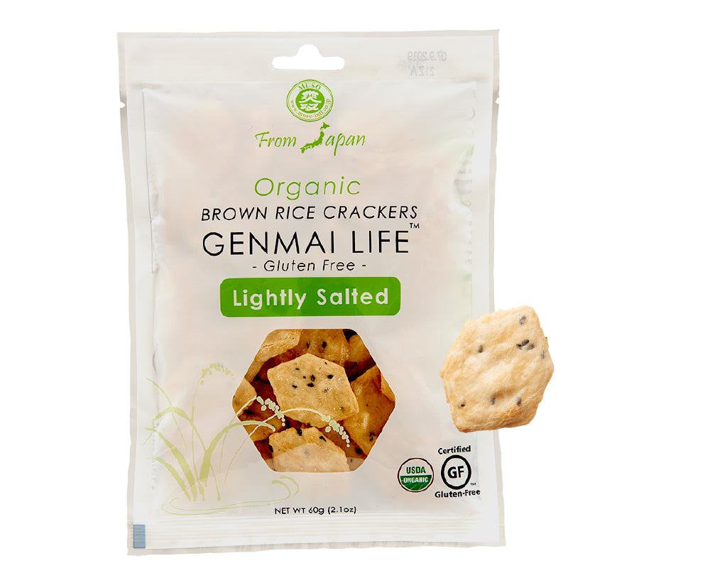 ORGANIC BROWN RICE CRACKERS, LIGHTLY SALTED "GENMAI LIFE" 2.1 OZ