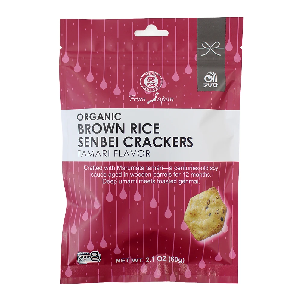 ORGANIC SENBEI BROWN RICE CRACKERS, TAMARI 2.1 OZ NEW