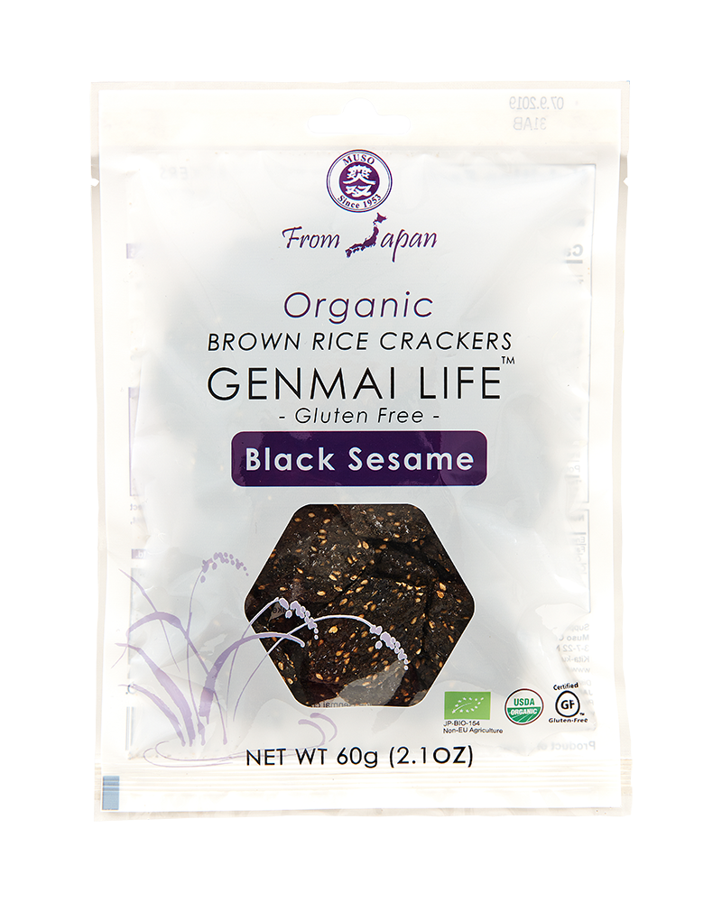 ORGANIC BROWN RICE CRACKERS, BLACK SESAME  "GENMAI LIFE" 2.1 OZ