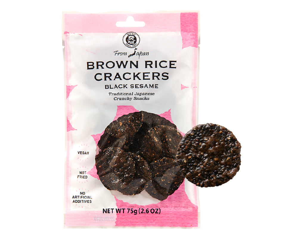 Brown Rice Crackerd BROWN RICE CRACKERS, BLACK SESAME 2.6 OZ – Gold Mine Natural Foods