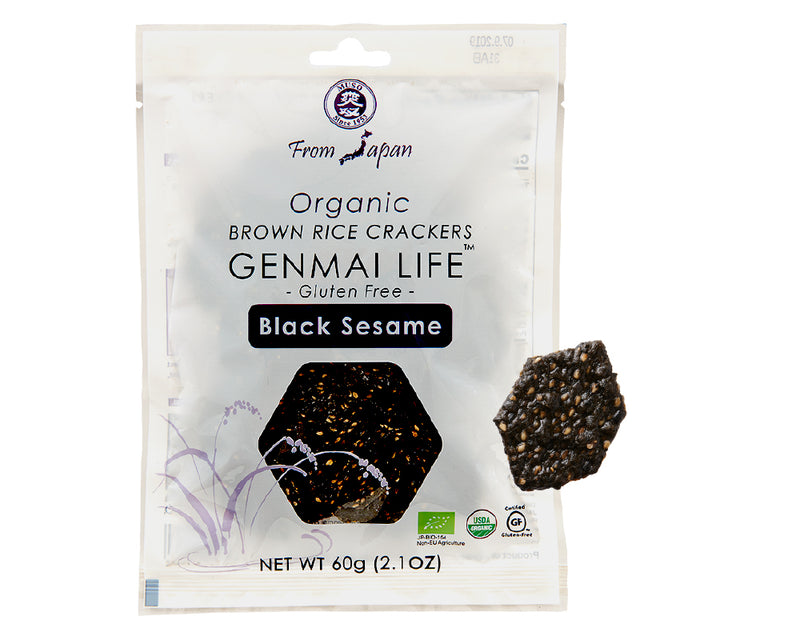 ORGANIC BROWN RICE CRACKERS, BLACK SESAME  "GENMAI LIFE" 2.1 OZ