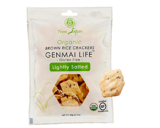 ORGANIC BROWN RICE CRACKERS, LIGHTLY SALTED "GENMAI LIFE" 2.1 OZ